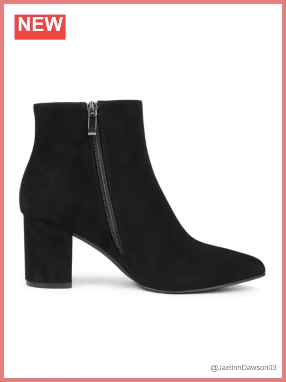 JOY IN LOVE Women's Ankle Boots Chunky Block Heel Pointed Toe Zipper Booties